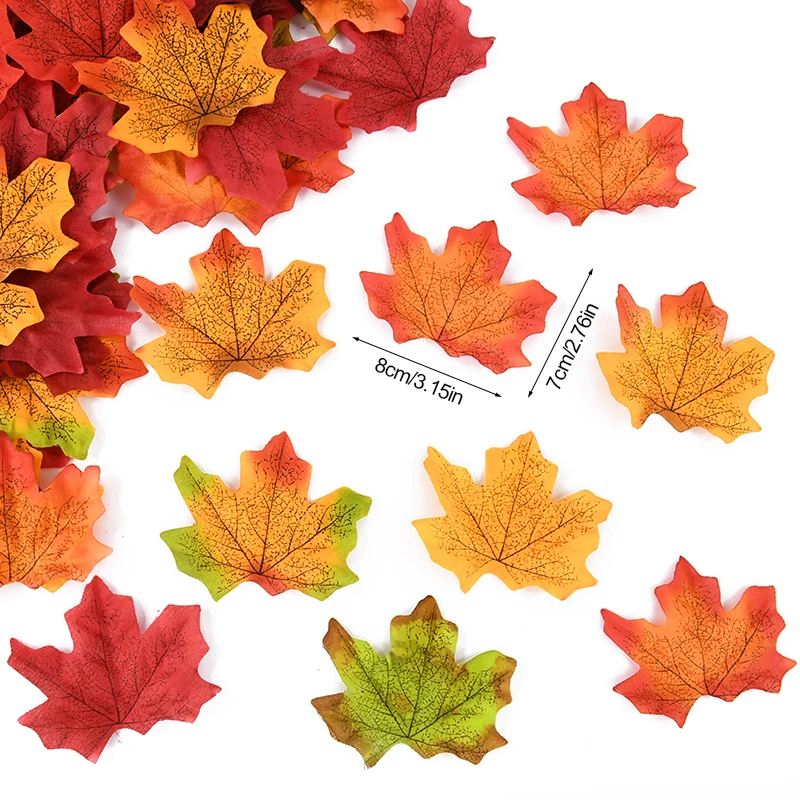 50/200Pcs Artificial Maple Leaves Autumn Silk Fall Leaf For Thanksgiving Halloween Christmas Home Decoration Wedding Party Craft - Image 3