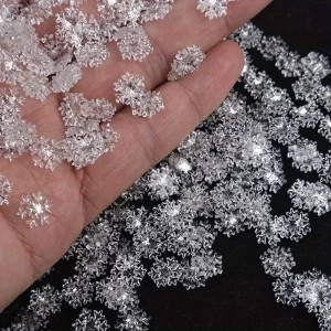 60pcs Mini Sparkling Snowflakes for Crafts, Glitter Snowflakes Ornaments for Nail Art DIY New Year Christmas Winter Party