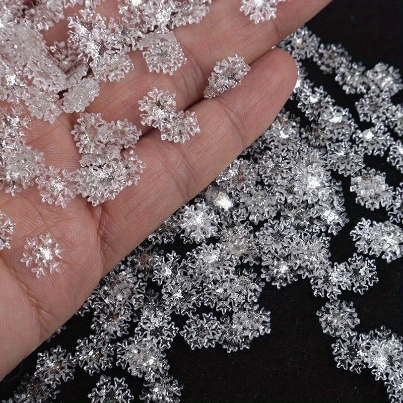 60pcs Mini Sparkling Snowflakes for Crafts, Glitter Snowflakes Ornaments for Nail Art DIY New Year Christmas Winter Party