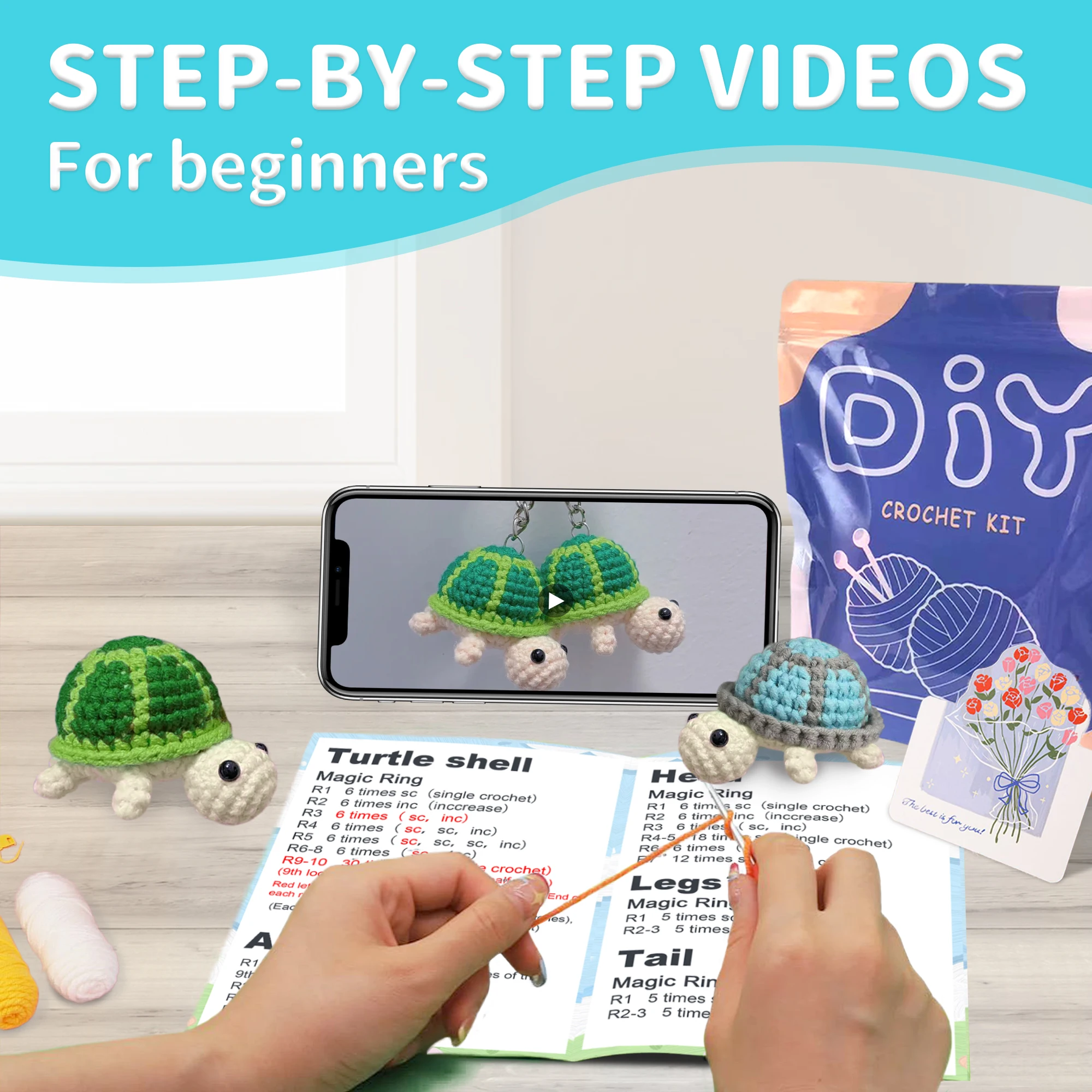 Turtle Knitting Kit for Beginners, Perfect Gift Idea for Craft Enthusiasts(Accessories In Random Color) - Image 5