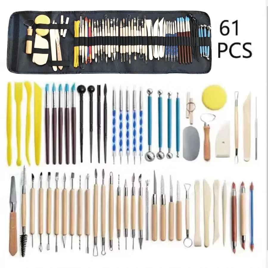 Pottery Clay Sculpting Tools Kit 8-61 Pcs/Set, Ceramic Wax Clays Carving Tools for Art Craft Pottery Sculpting Modeling Tool Set - Image 3