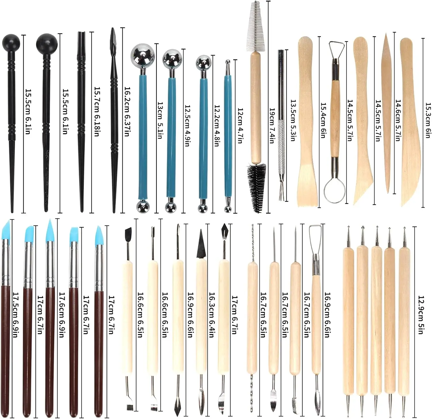 Pottery Clay Sculpting Tools Kit 8-61 Pcs/Set, Ceramic Wax Clays Carving Tools for Art Craft Pottery Sculpting Modeling Tool Set - Image 2