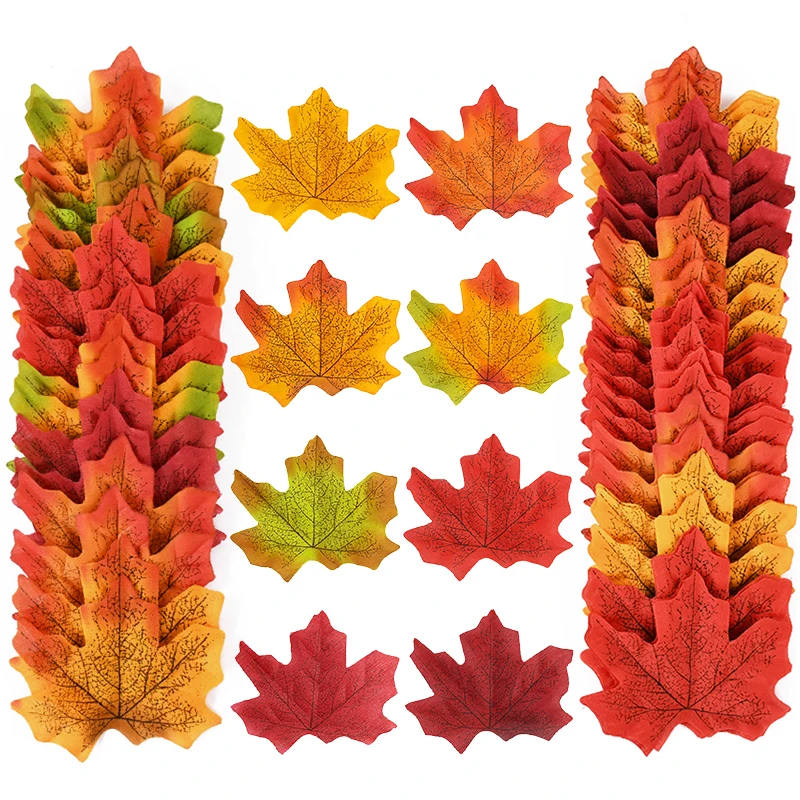 50/200Pcs Artificial Maple Leaves Autumn Silk Fall Leaf For Thanksgiving Halloween Christmas Home Decoration Wedding Party Craft - Image 5