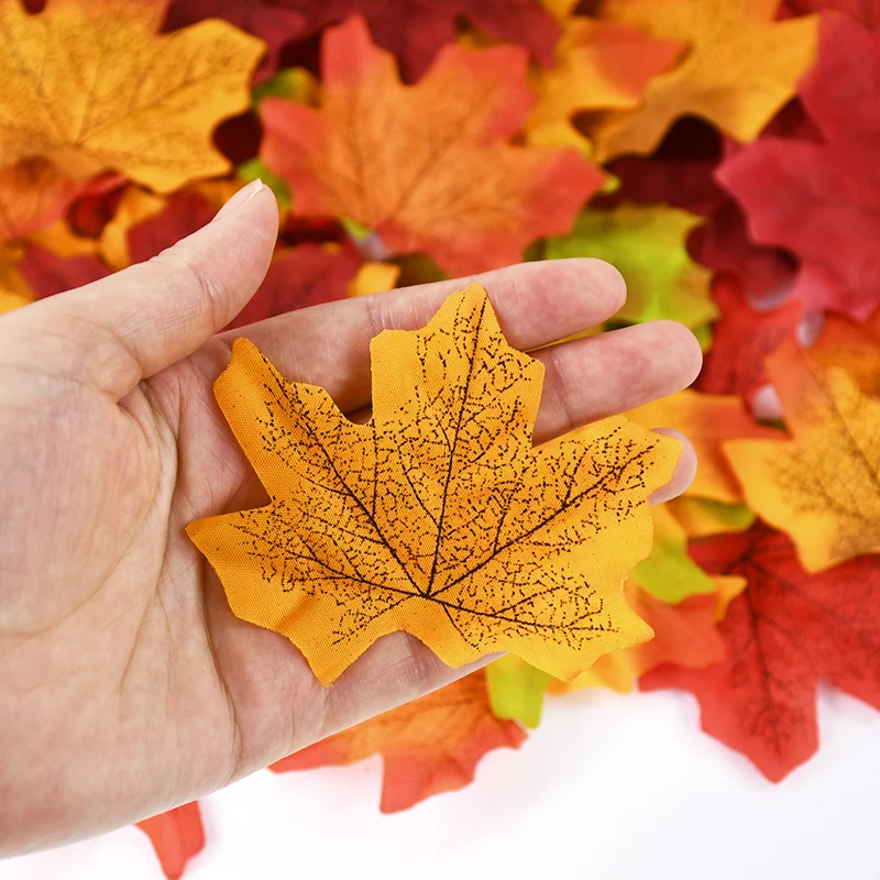 50/200Pcs Artificial Maple Leaves Autumn Silk Fall Leaf For Thanksgiving Halloween Christmas Home Decoration Wedding Party Craft - Image 4